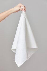 Pack de 4 lavettes essuie-verres microperforées blanc naturel 40 × 40 cm absorbantes, résistantes et réutilisables pour un séchage sans traces