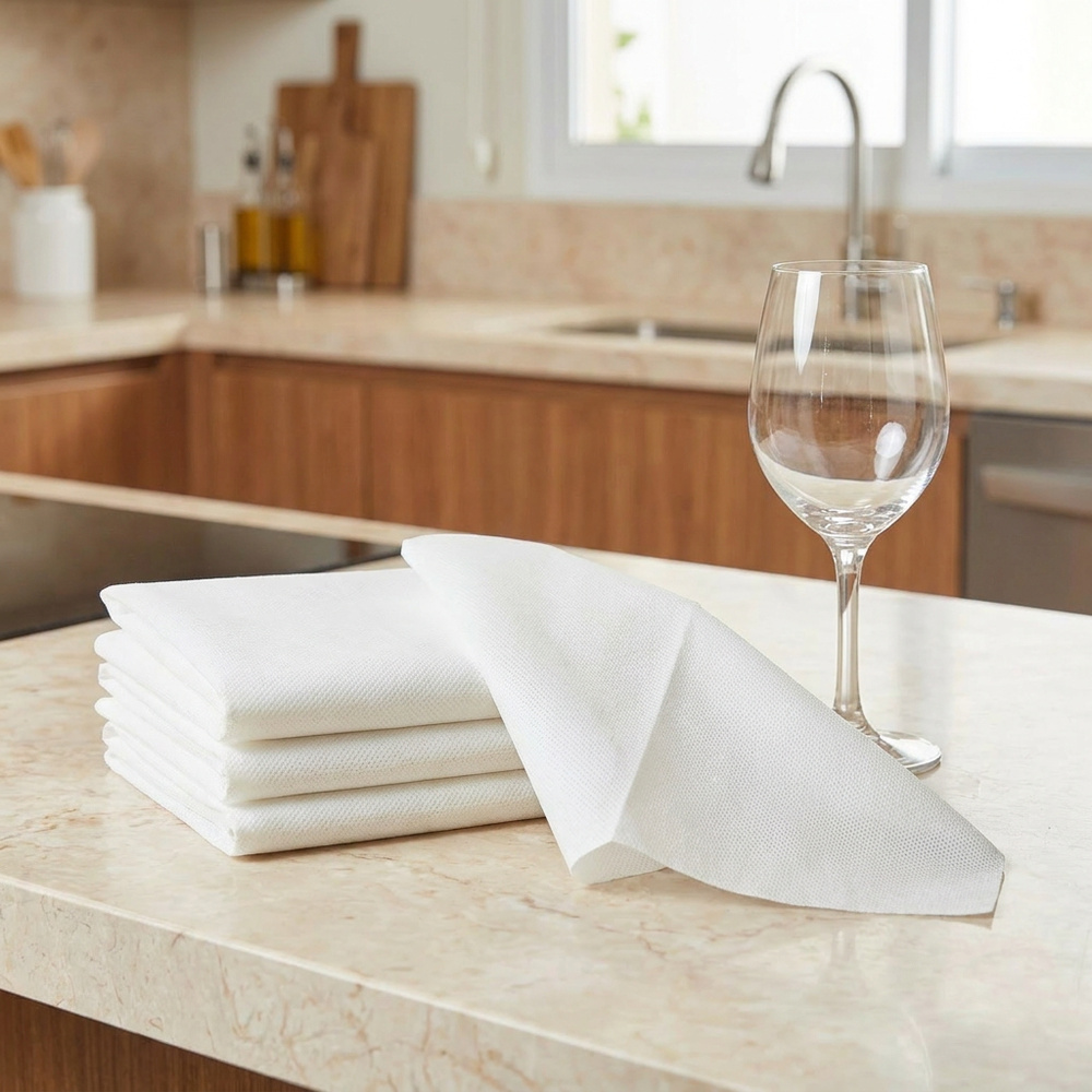 Lot de 4 Essuie-Verres Microperforés 40×40 cm – Blanc Élégant — Photo principale