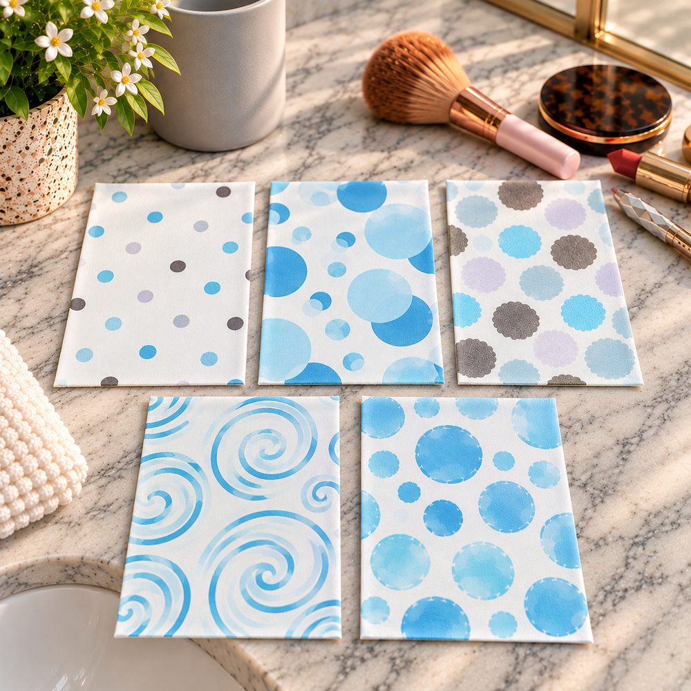 Lot 5 Lingettes Démaquillantes Lavables 15×10 cm – Aqua Dream